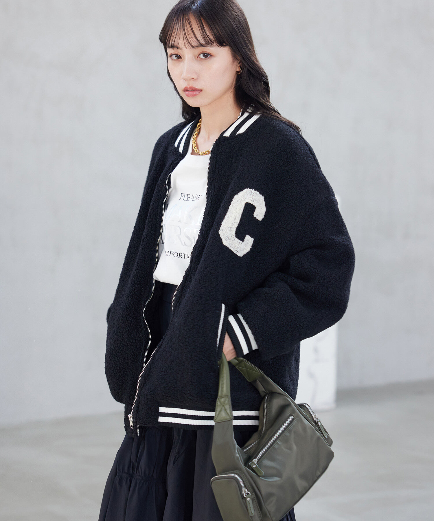 VIS「ボアスタジアムジャンパー【WEB・アウトレット限定】」|ブルゾン・スタジャン|