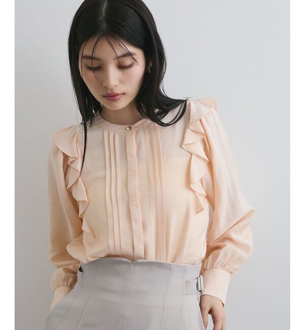 VIS「【洗える】フロントピンタックフリルブラウス」|シャツ・ブラウス|