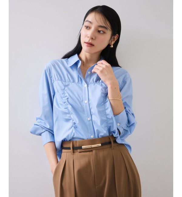 VIS「シャーリングギャザー切替シャツ/イージーケア」|シャツ・ブラウス|