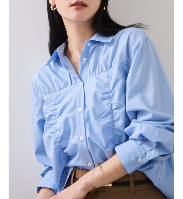 VIS「シャーリングギャザー切替シャツ/イージーケア」|シャツ・ブラウス|