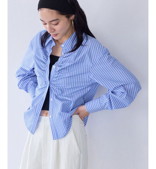 VIS「フロントギャザーシャツ」|シャツ・ブラウス|ブルー系(45)