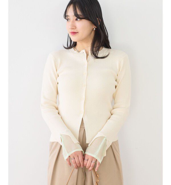 VIS「【WEB限定】袖フレア配色レイヤードカーディガン」|カーディガン|