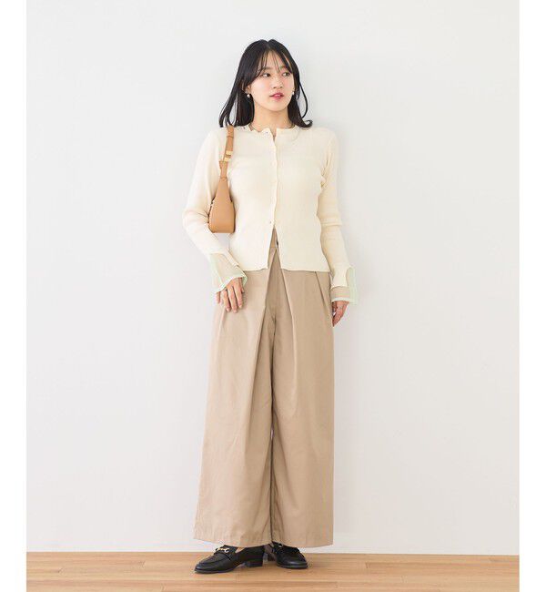 VIS「【WEB限定】袖フレア配色レイヤードカーディガン」|カーディガン|