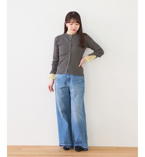 VIS「【WEB限定】袖フレア配色レイヤードカーディガン」|カーディガン|