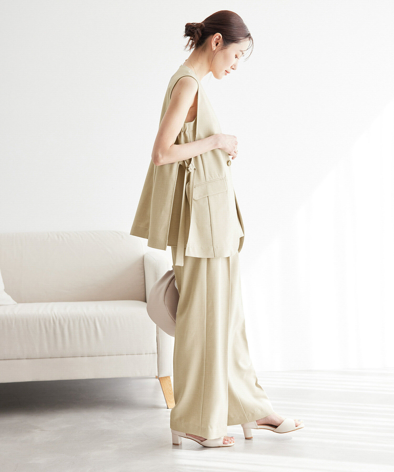 Rope&rsquo;Picnic「【ご好評につき新色追加決定！】リネン混シャンブレーパンツ/セットアップ対応・UVケア」|その他|