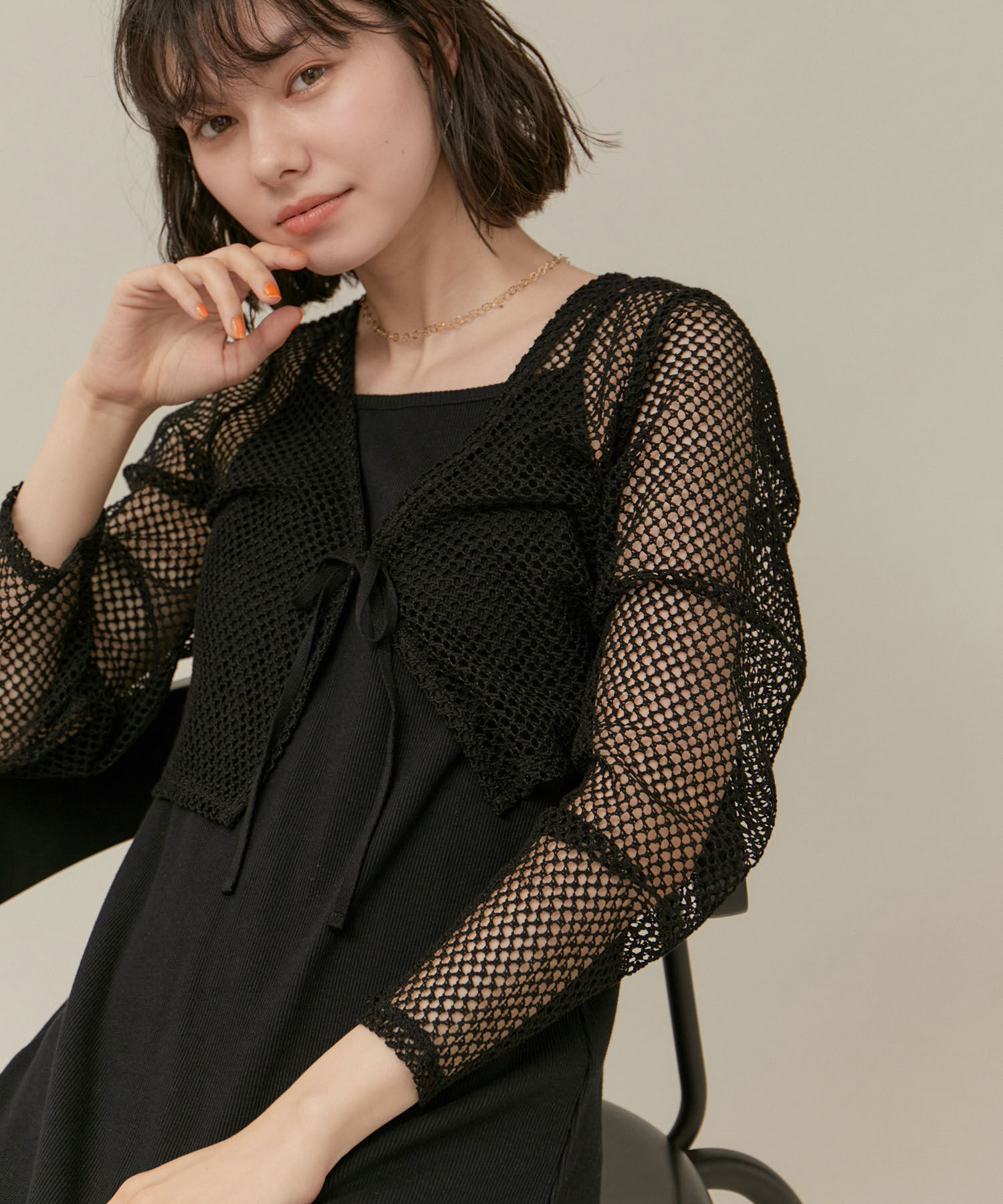 ROPE' PICNIC R「クロップドメッシュカットカーディガン」|カーディガン|