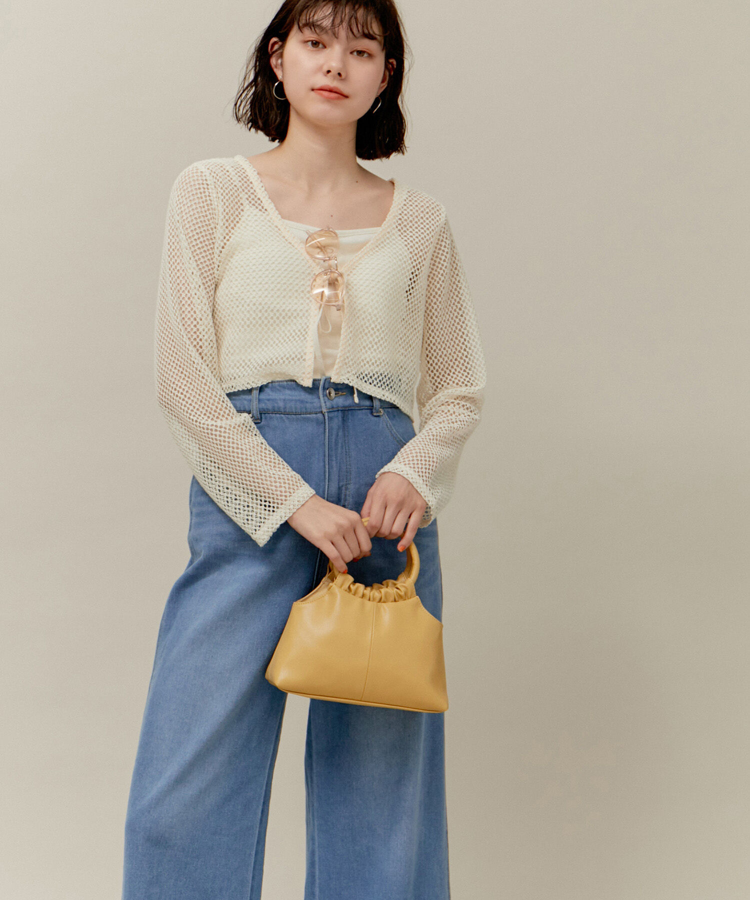 ROPE' PICNIC R「クロップドメッシュカットカーディガン」|カーディガン|