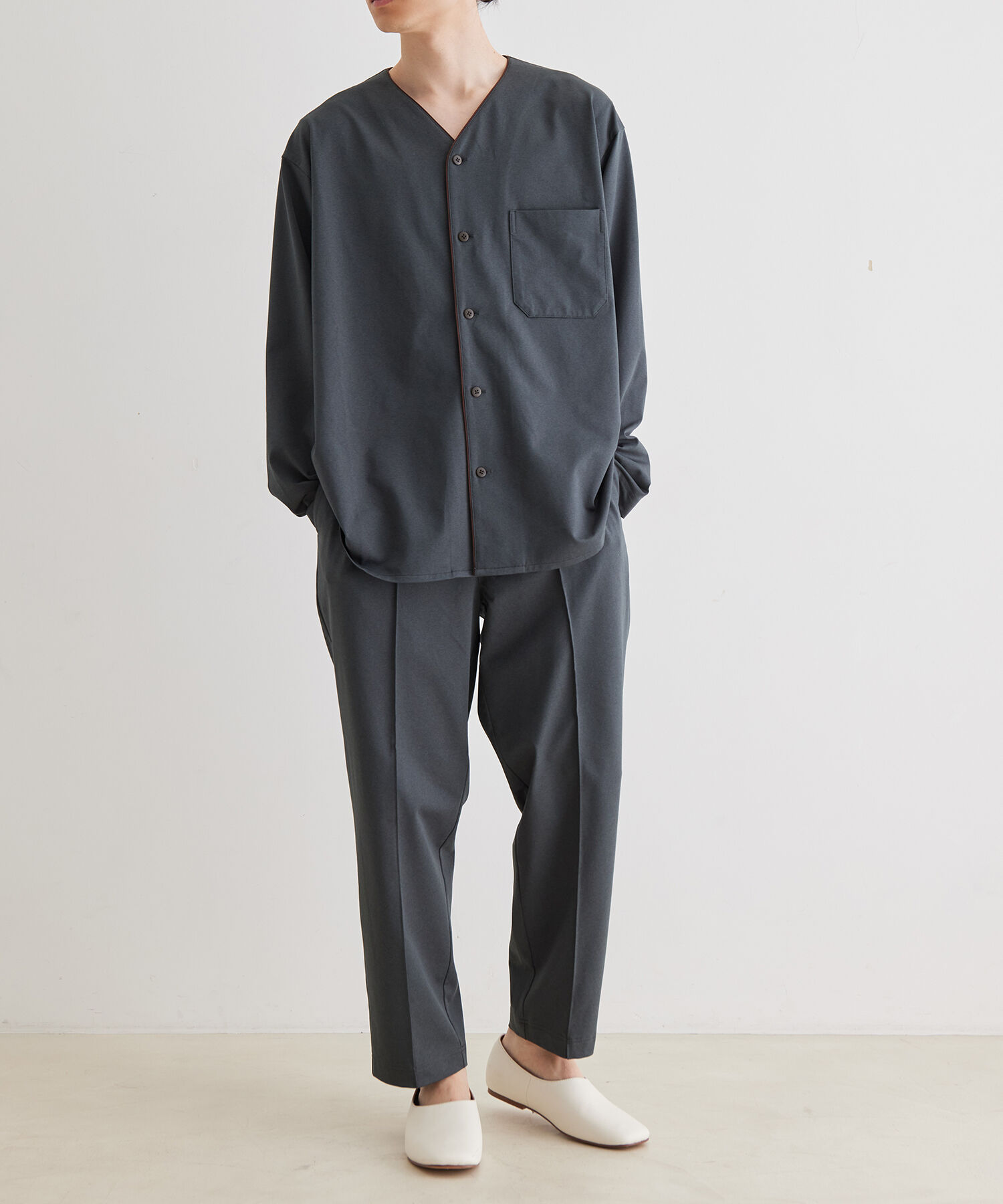 ADAM ET ROPE'「ボックスシルエット ジャージー カーディガン / 速乾 / 冷感 / イージーケア / ユニセックス」|カーディガン|