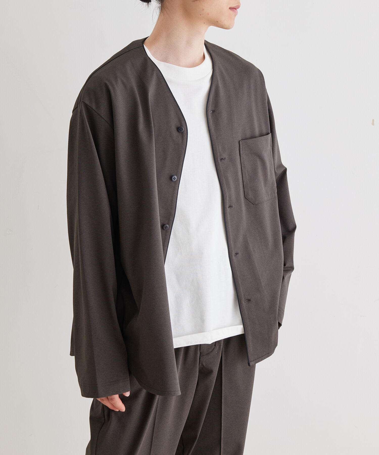 ADAM ET ROPE'「ボックスシルエット ジャージー カーディガン / 速乾 / 冷感 / イージーケア / ユニセックス」|カーディガン|