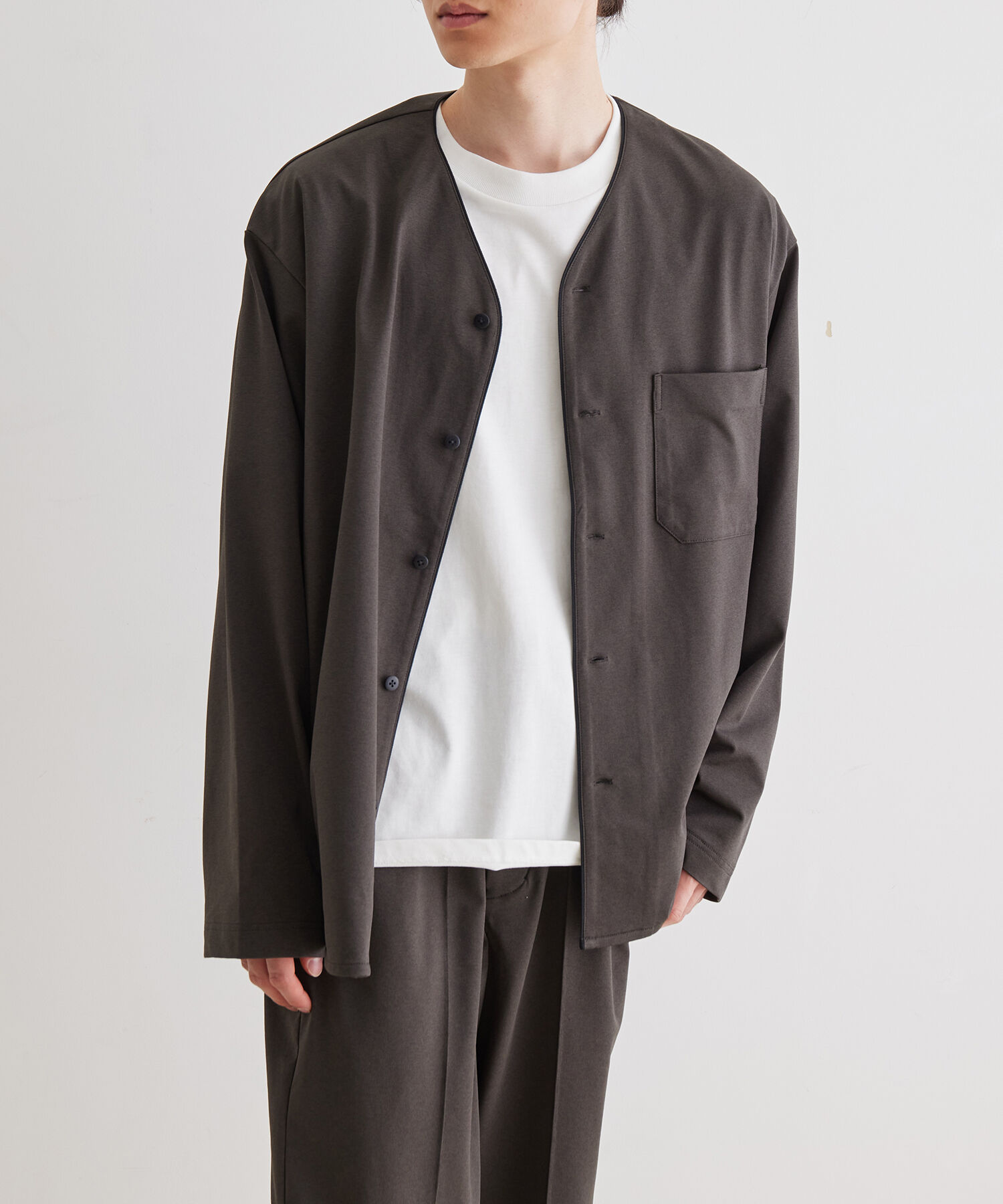 ADAM ET ROPE'「ボックスシルエット ジャージー カーディガン / 速乾 / 冷感 / イージーケア / ユニセックス」|カーディガン|