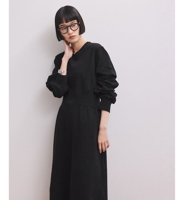 ADAM ET ROPE'「【WEB限定】ウエストリブスウェットワンピース」|ワンピース|ブラック(01)