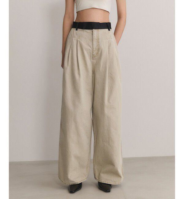 ADAM ET ROPE'「【EMOELLE】ドレスデニムパンツ（バイオ加工）」|デニム|