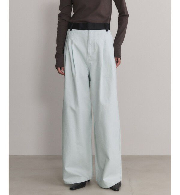 ADAM ET ROPE'「【EMOELLE】ドレスデニムパンツ（バイオ加工）」|デニム|ブルー系(45)