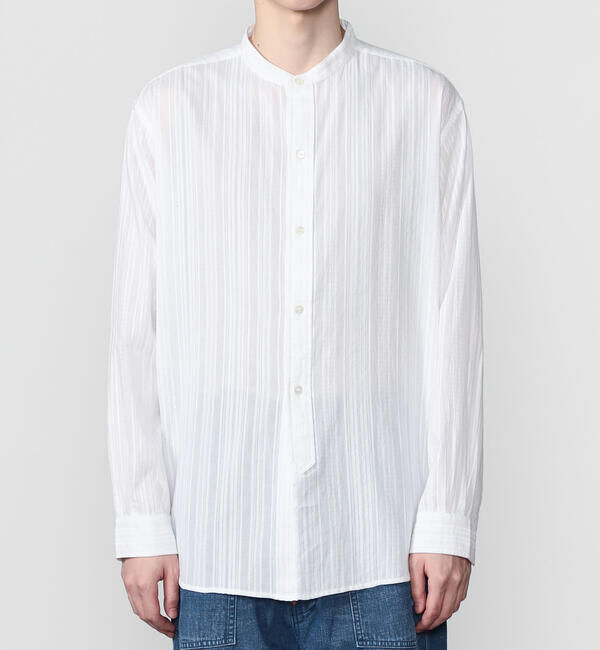  「INDIA INDUSTRY | コットンドビー バンドカラーシャツ MEN」|シャツ・ブラウス|