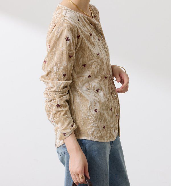  「刺繍ベロアカットソー」|Tシャツ・カットソー|