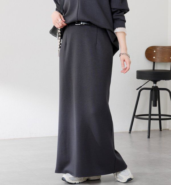  「ポンチIラインスカート」|スカート|チャコールグレー
