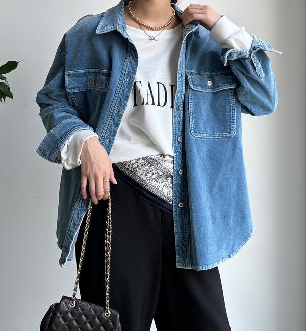  「別珍デニムシャツ」|シャツ・ブラウス|サックスブルー