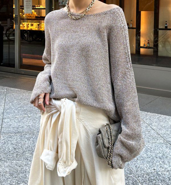  「前後2WAY鹿の子編みプルオーバー」|ニット・セーター|