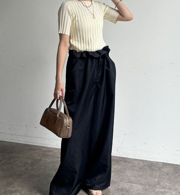  「【WEB限定】ワイドリブハーフスリーブプルオーバー」|ニット・セーター|