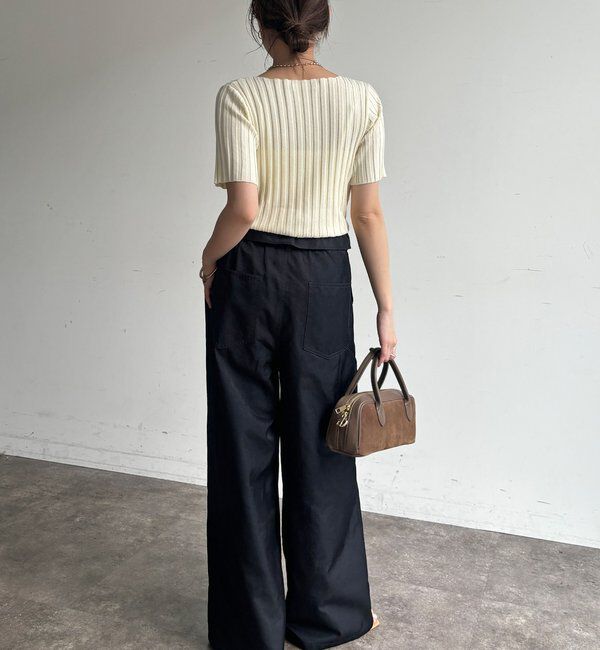  「【WEB限定】ワイドリブハーフスリーブプルオーバー」|ニット・セーター|