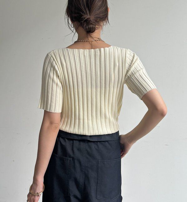  「【WEB限定】ワイドリブハーフスリーブプルオーバー」|ニット・セーター|