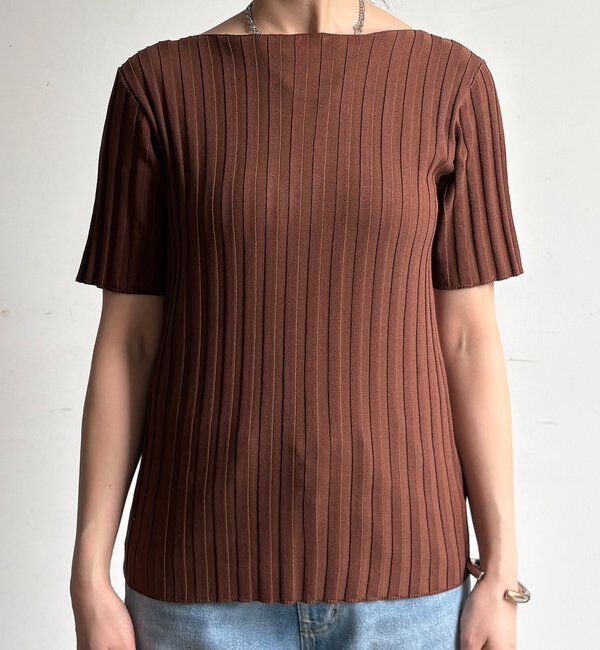  「【WEB限定】ワイドリブハーフスリーブプルオーバー」|ニット・セーター|