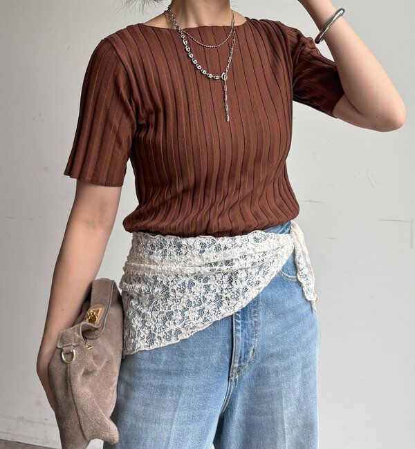  「【WEB限定】ワイドリブハーフスリーブプルオーバー」|ニット・セーター|