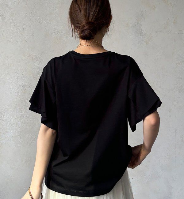  「【WEB限定】袖フリルロゴTEE」|Tシャツ・カットソー|