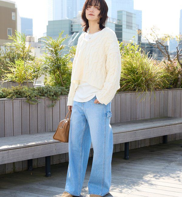  「【大人のこなれ感を演出】フリンジネックケーブルニット」|ニット・セーター|