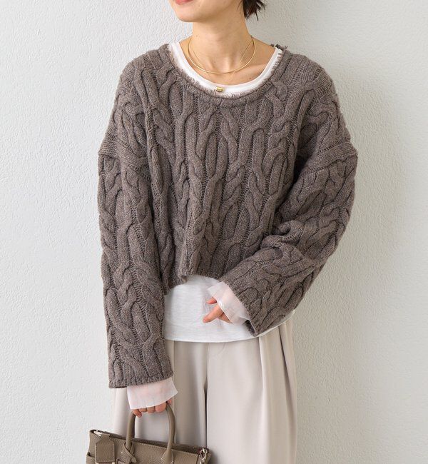  「【大人のこなれ感を演出】フリンジネックケーブルニット」|ニット・セーター|