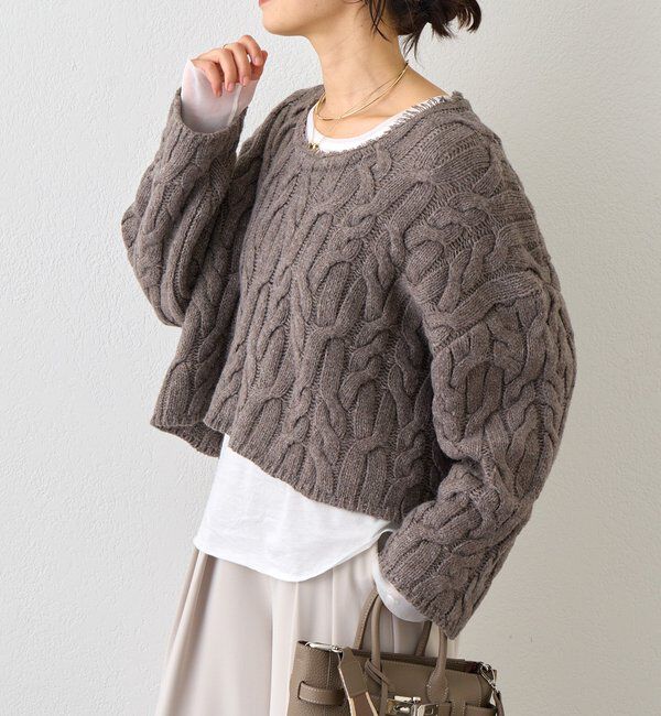  「【大人のこなれ感を演出】フリンジネックケーブルニット」|ニット・セーター|