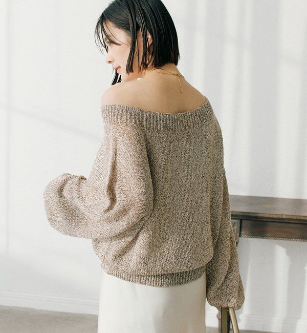  「【ワンショルやオフショルにも！】ペーパーMIXニット」|ニット・セーター|