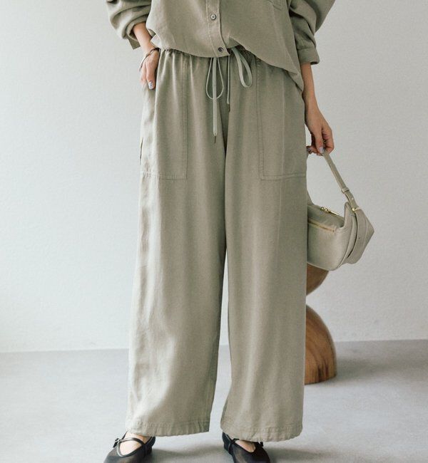  「【セットアップ可/こなれ感抜群】ガーメントダイ2wayワイドパンツ」|チノ|カーキ