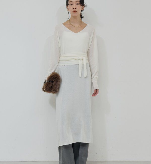  「【25th記念アイテム】ベルト付きロングニットワンピース」|ワンピース|