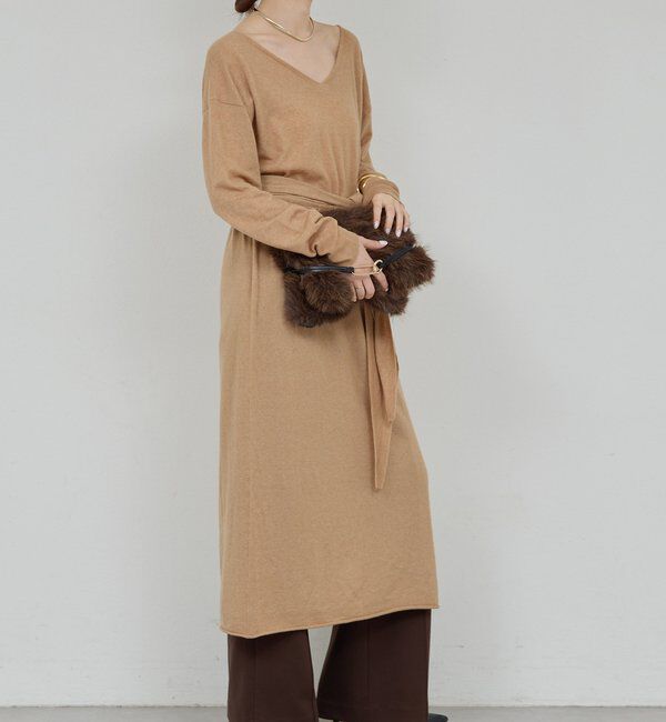  「【25th記念アイテム】ベルト付きロングニットワンピース」|ワンピース|