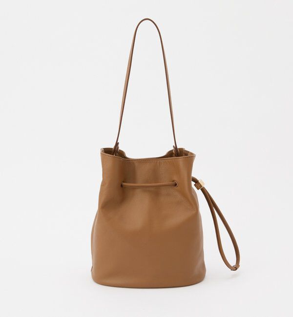  「【再値下げ】レザー巾着バケットバッグ」|ショルダー・メッセンジャー|