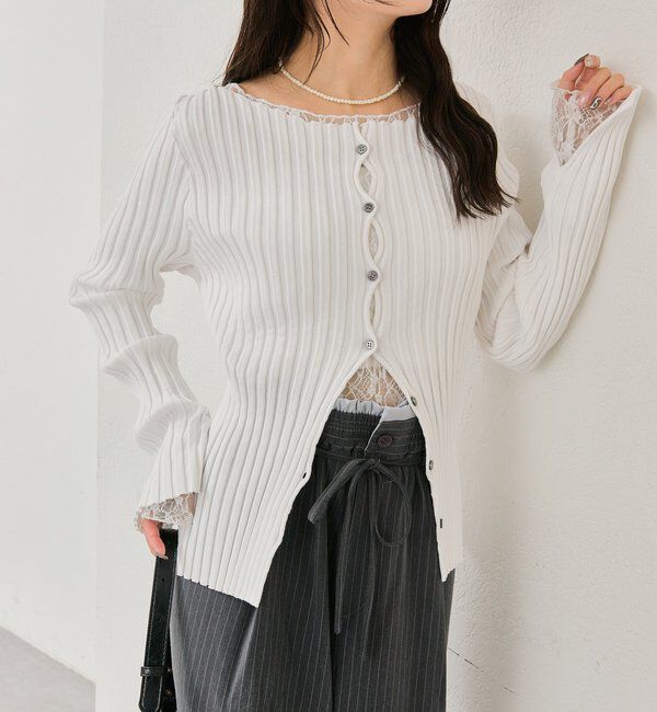  「ラウンドスリットリブカーディガン」|カーディガン|