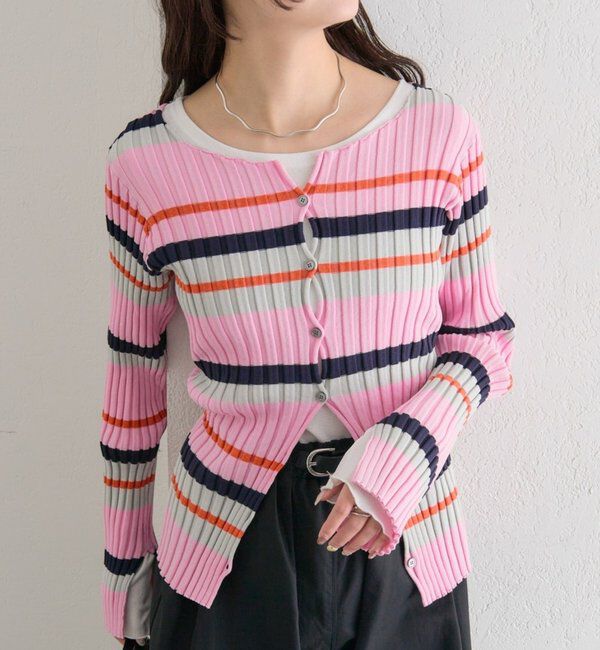  「ラウンドスリットリブカーディガン」|カーディガン|