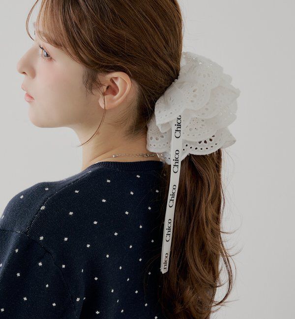  「コットンレースBIGシュシュ」|その他|アイボリー