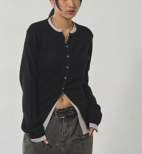  「レイヤードヘンリーナローカーデ」|ニット・セーター|