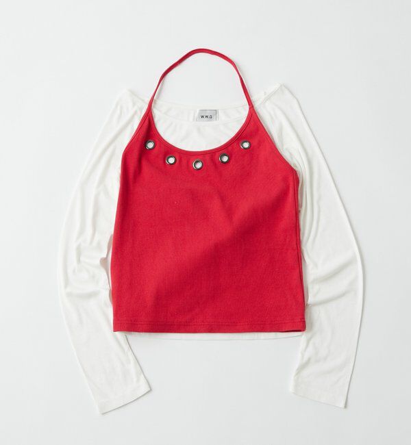  「アイレットホルターレイヤードトップス」|Tシャツ・カットソー|