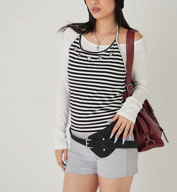  「アイレットホルターレイヤードトップス」|Tシャツ・カットソー|