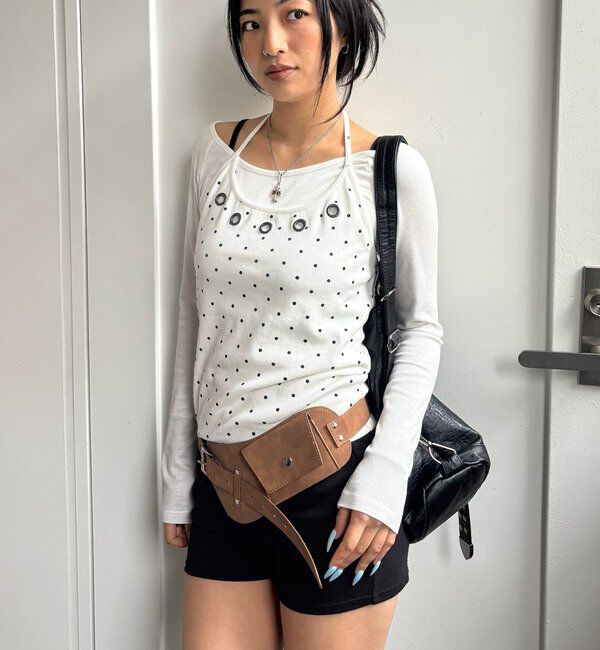  「アイレットホルターレイヤードトップス」|Tシャツ・カットソー|