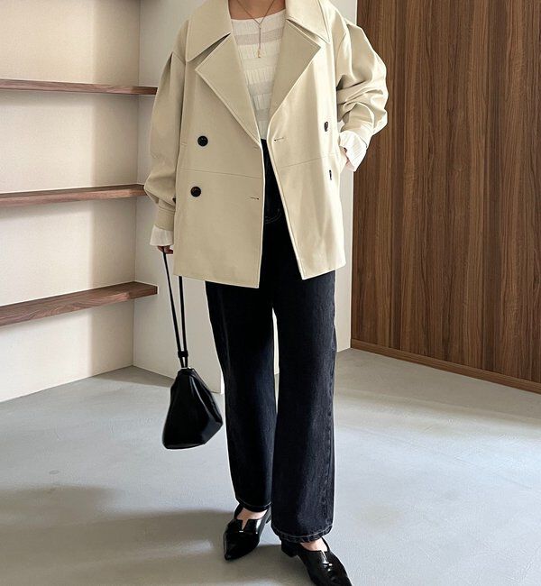  「【サイズ展開あり】レザーミドルコート」|その他|