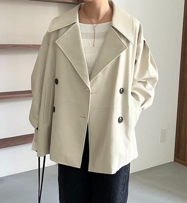  「【サイズ展開あり】レザーミドルコート」|その他|