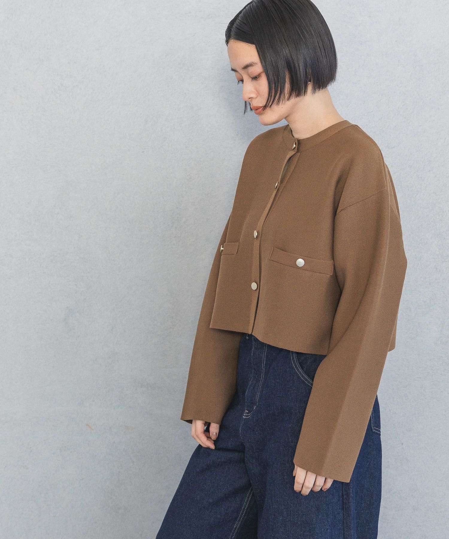 A part by 「スポンディッシュキンボタンクルーカーディガン」|ニット・セーター|ブラウン