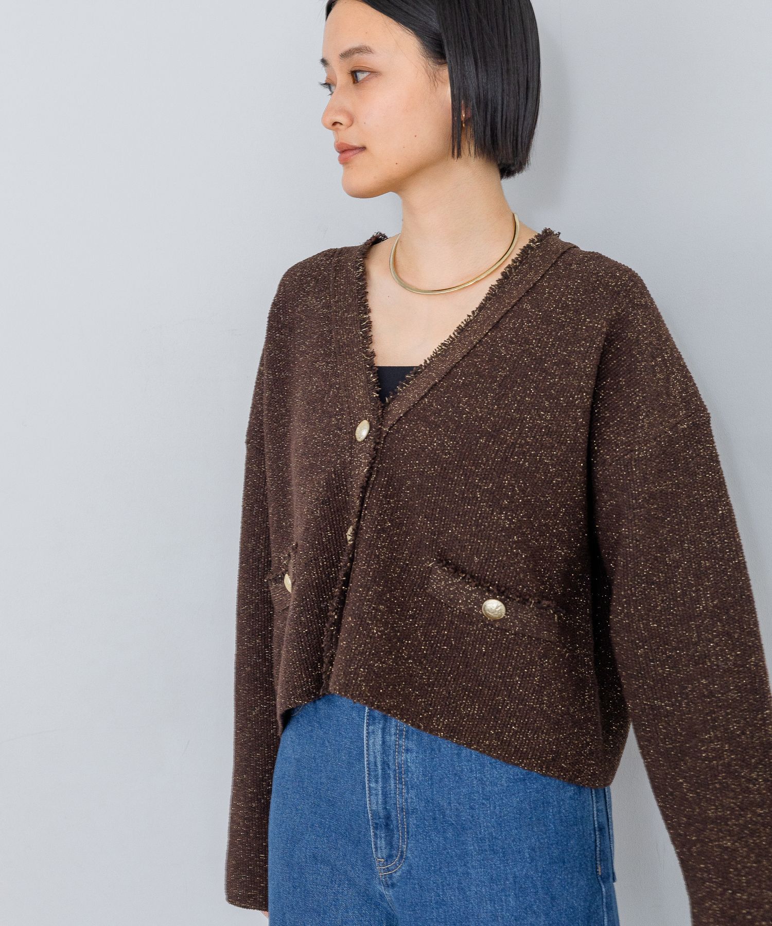 A part by 「ツイードVカーディガン」|ニット・セーター|