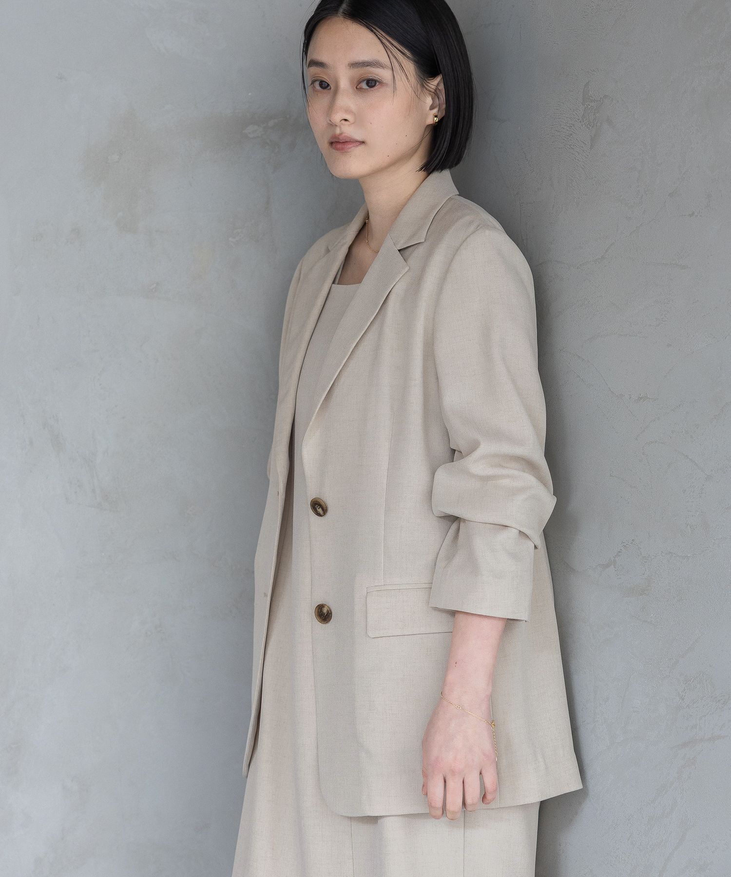 A part by 「【多機能・Sサイズ展開】リネンライクシングルジャケット」|テーラードジャケット|
