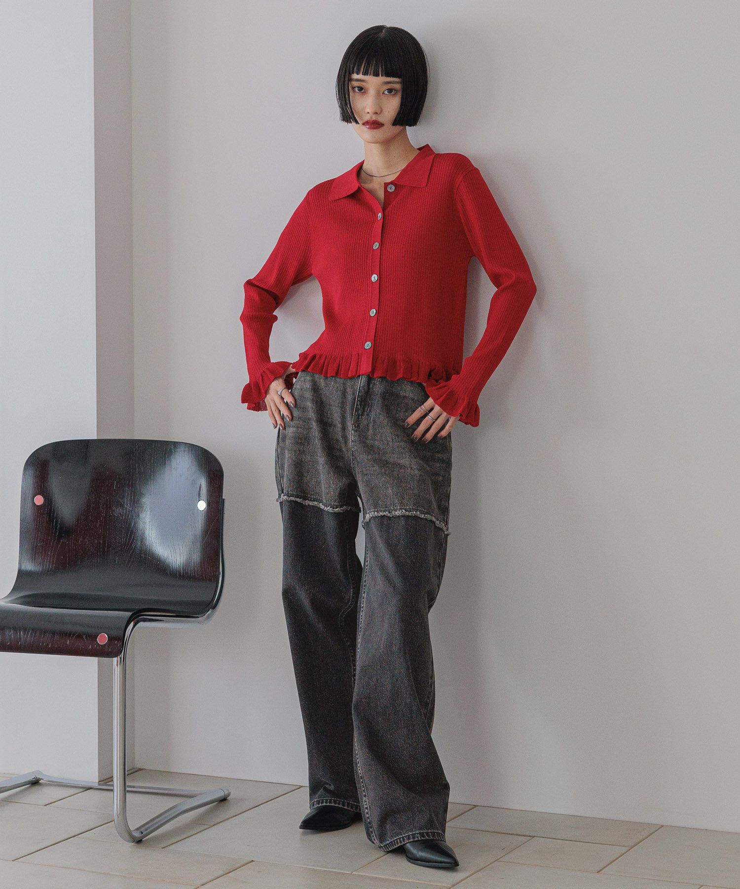 LOWRYS FARM「スソフリルカーディガンＬＳ」|ニット・セーター|