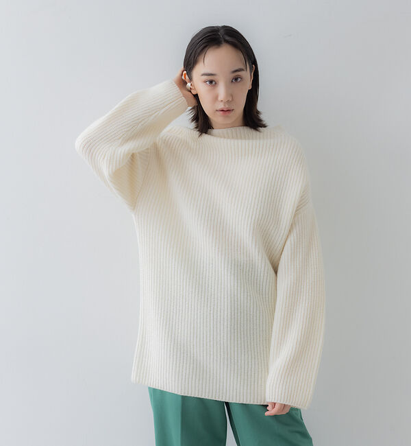 collex「オフネックリブニットチュニック」|ニット・セーター|